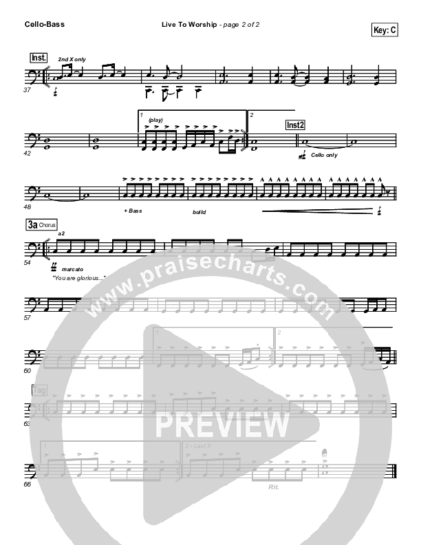 Live To Worship Cello/Bass (New Life Worship)