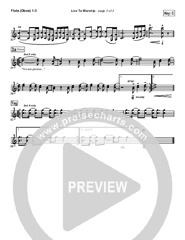 Live To Worship Flute/Oboe 1/2/3 (New Life Worship)