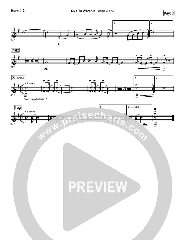 Live To Worship French Horn 1/2 (New Life Worship)