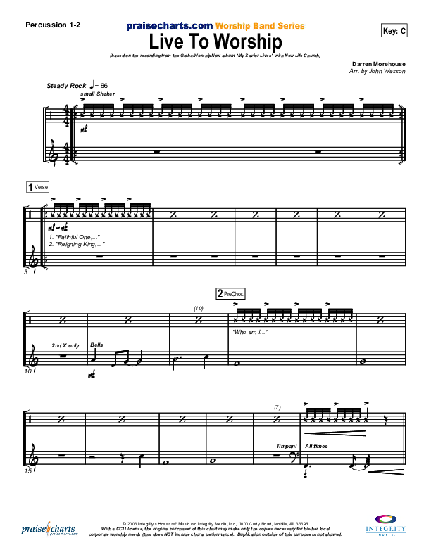 Live To Worship Percussion 1/2 (New Life Worship)