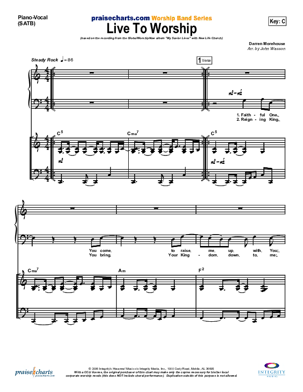 Live To Worship Lead & Piano (New Life Worship)