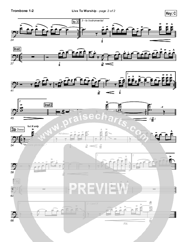 Live To Worship Trombone 1/2 (New Life Worship)
