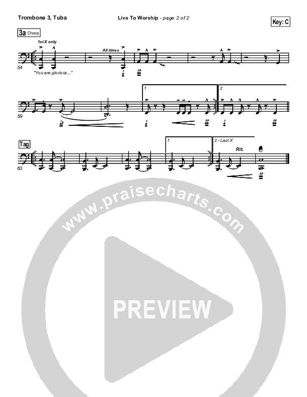 Live To Worship Trombone 3/Tuba (New Life Worship)