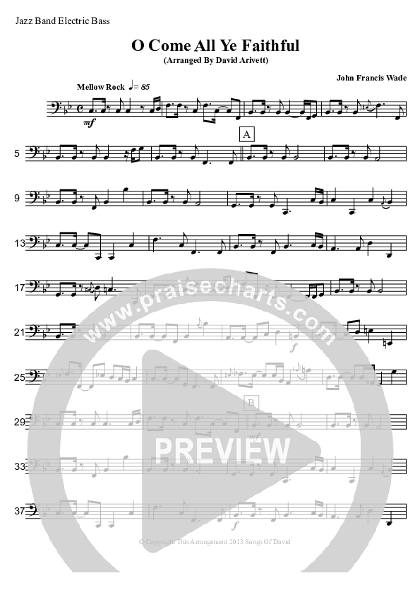 O Come All Ye Faithful (Instrumental) Bass Guitar (David Arivett)