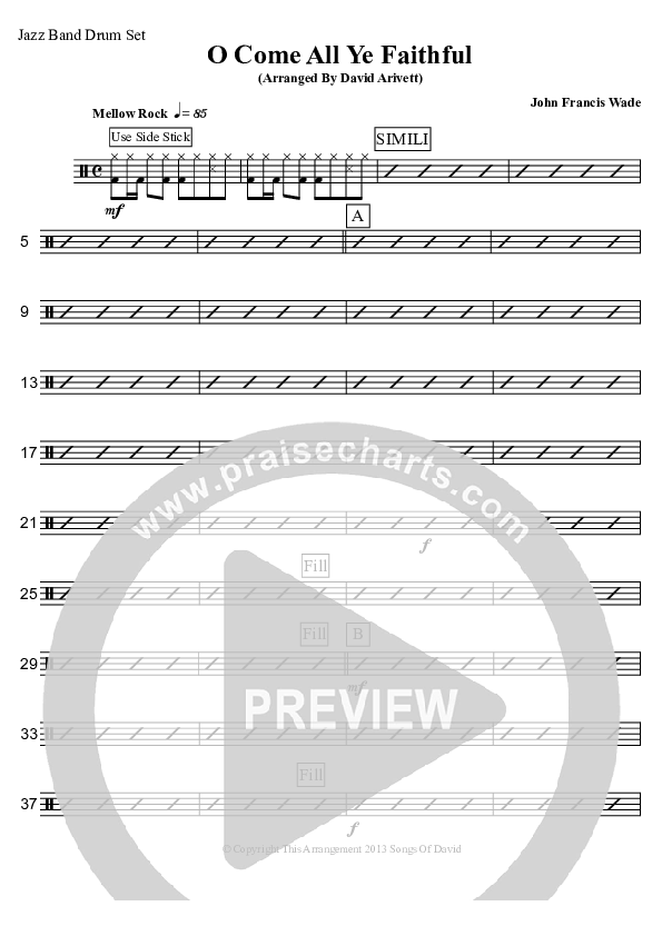O Come All Ye Faithful (Instrumental) Drum Set (David Arivett)