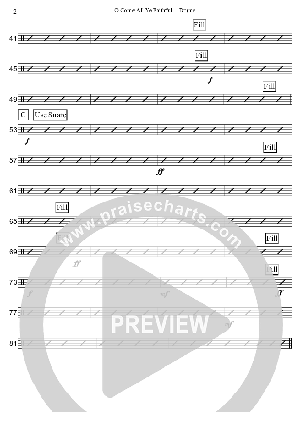 O Come All Ye Faithful (Instrumental) Drum Set (David Arivett)