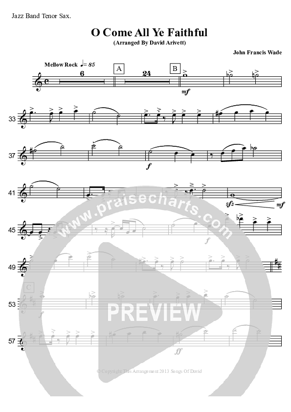 O Come All Ye Faithful (Instrumental) Tenor Sax 2 (David Arivett)