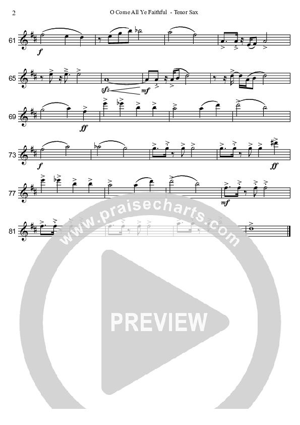 O Come All Ye Faithful (Instrumental) Tenor Sax 2 (David Arivett)