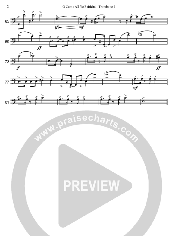 O Come All Ye Faithful (Instrumental) Trombone 1 (David Arivett)