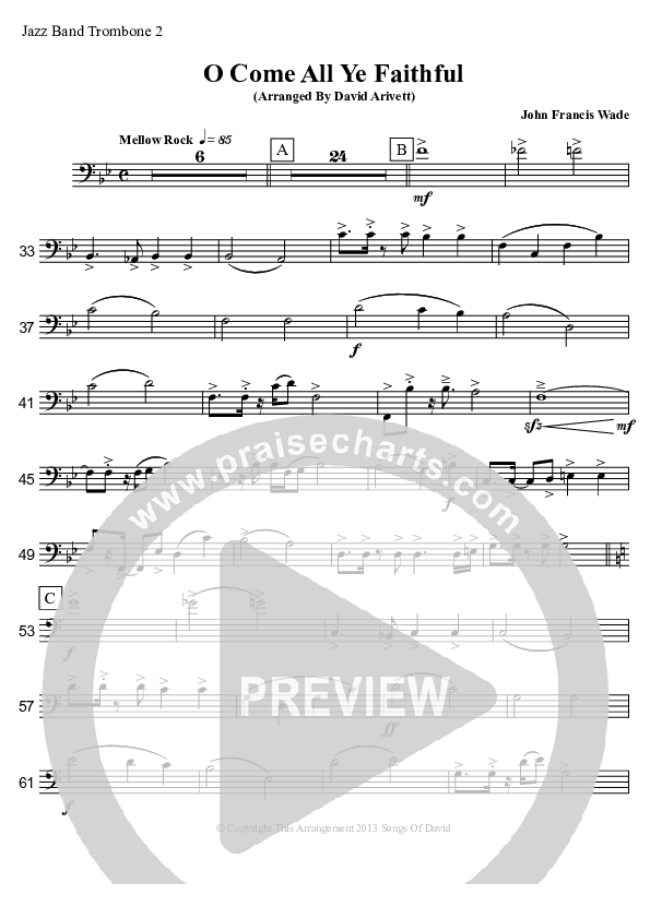 O Come All Ye Faithful (Instrumental) Trombone 2 (David Arivett)