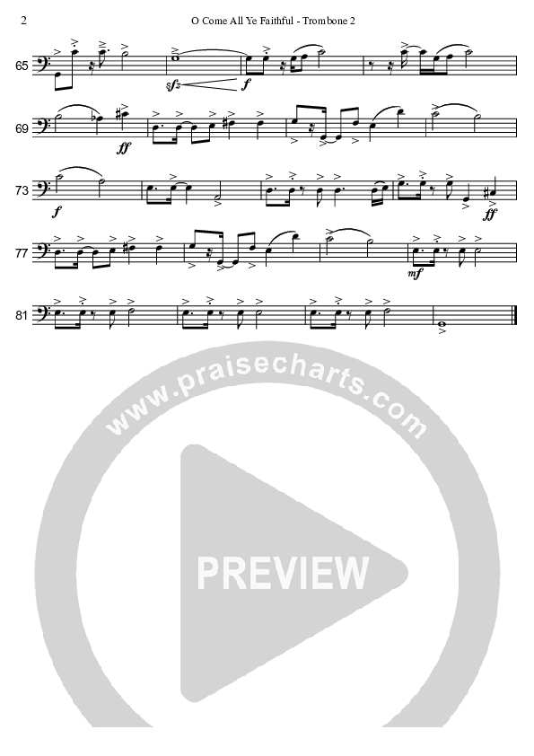 O Come All Ye Faithful (Instrumental) Trombone 2 (David Arivett)