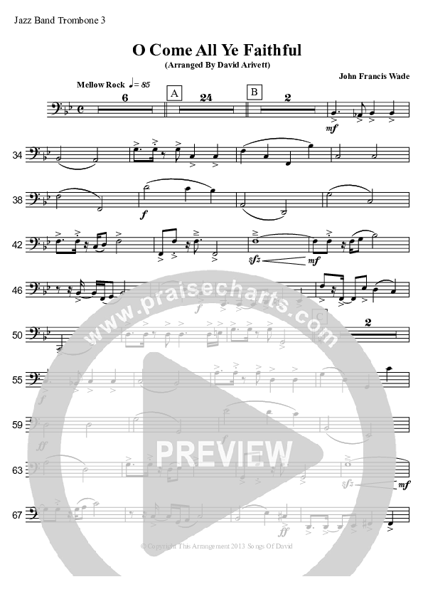 O Come All Ye Faithful (Instrumental) Trombone 3 (David Arivett)