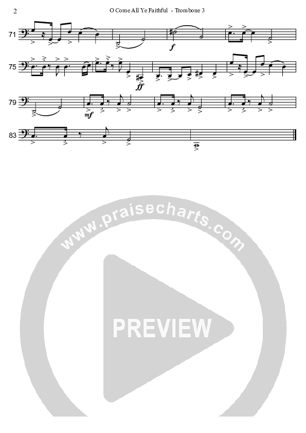 O Come All Ye Faithful (Instrumental) Trombone 3 (David Arivett)