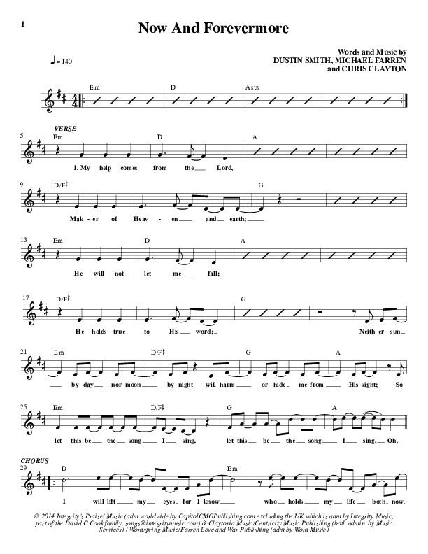 Now And Forevermore Lead Sheet (Dustin Smith)