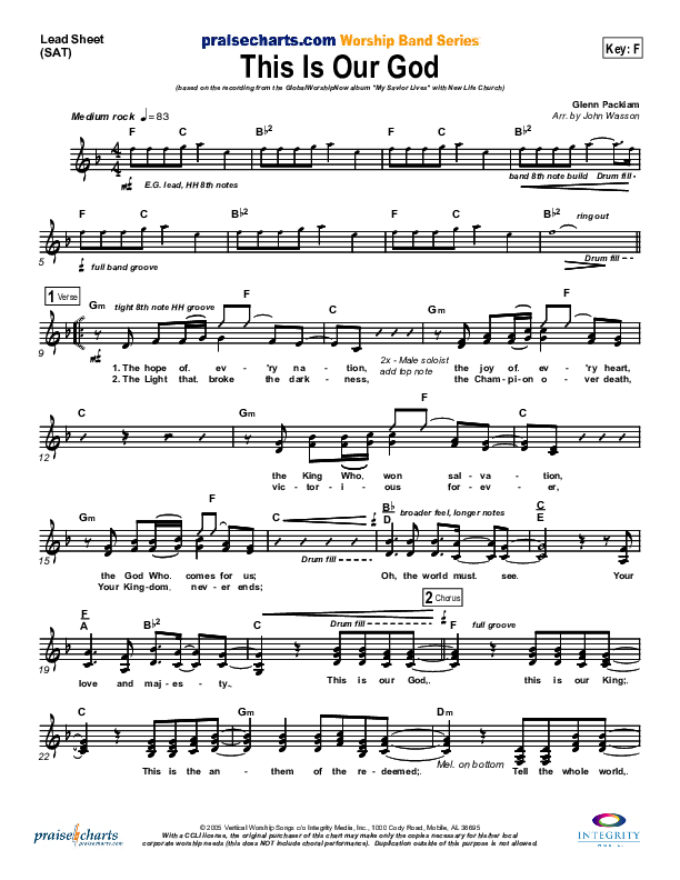 This Is Our God Lead Sheet (SAT) (New Life Worship)