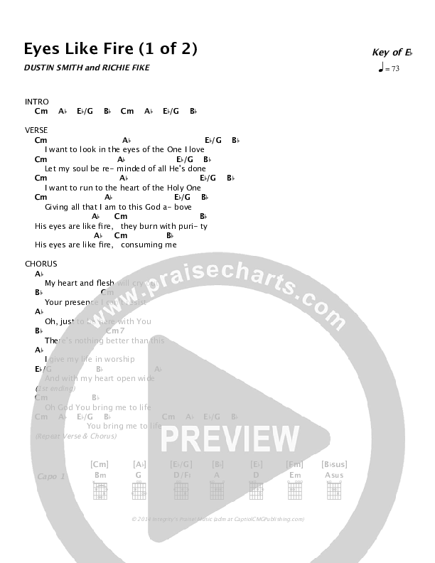 Eyes Like Fire Chords & Lyrics (Dustin Smith)