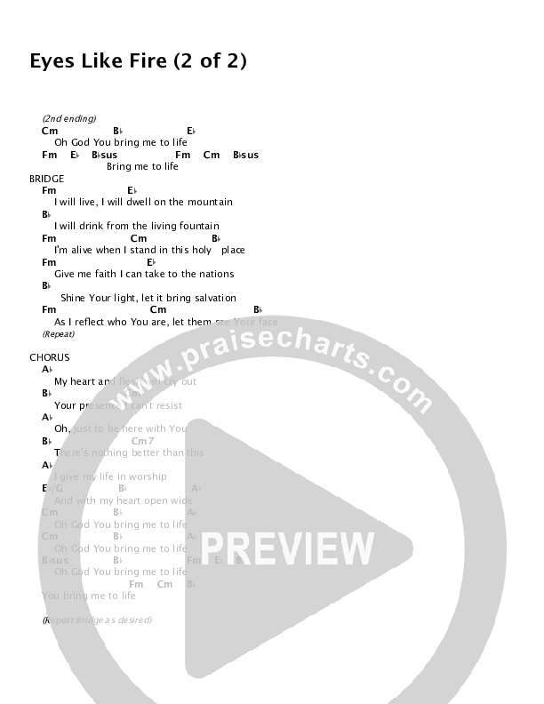 Eyes Like Fire Chords & Lyrics (Dustin Smith)