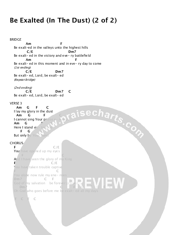 Be Exalted (In The Dust) Chords & Lyrics (Dustin Smith)