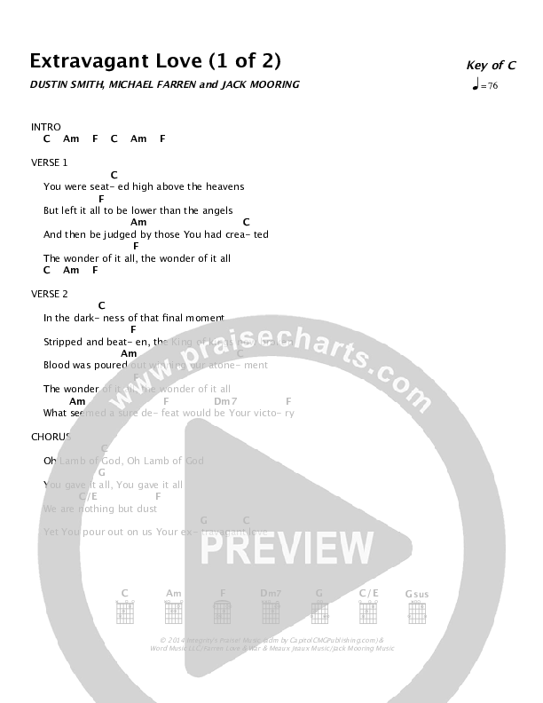 Extravagant Love Chords & Lyrics (Dustin Smith)