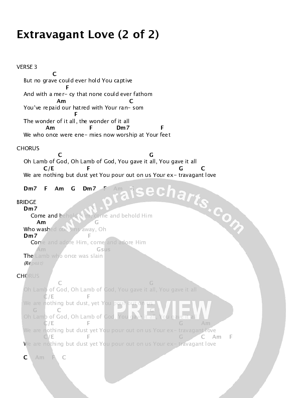 Extravagant Love Chords & Lyrics (Dustin Smith)