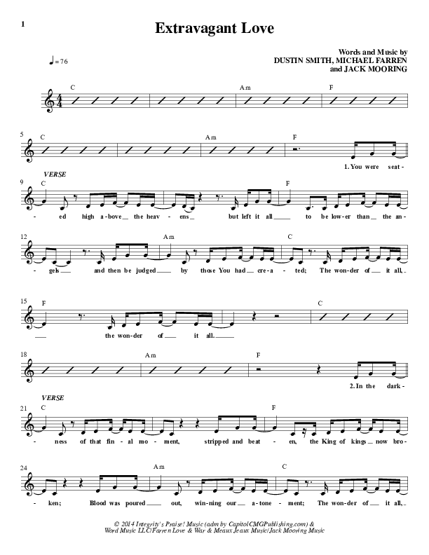 Extravagant Love Lead Sheet (Dustin Smith)