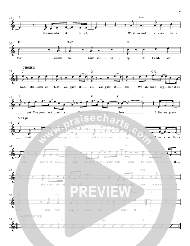 Extravagant Love Lead Sheet (Dustin Smith)