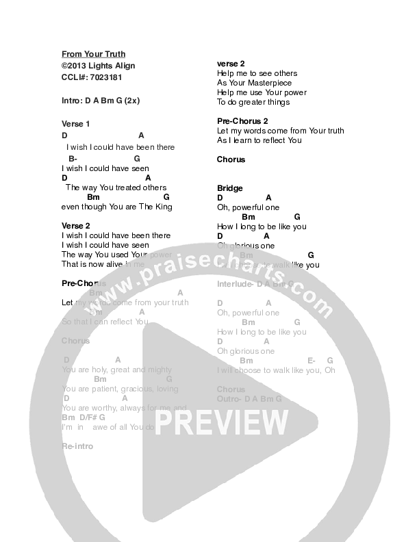 From Your Truth Chords & Lyrics (Lights Align)