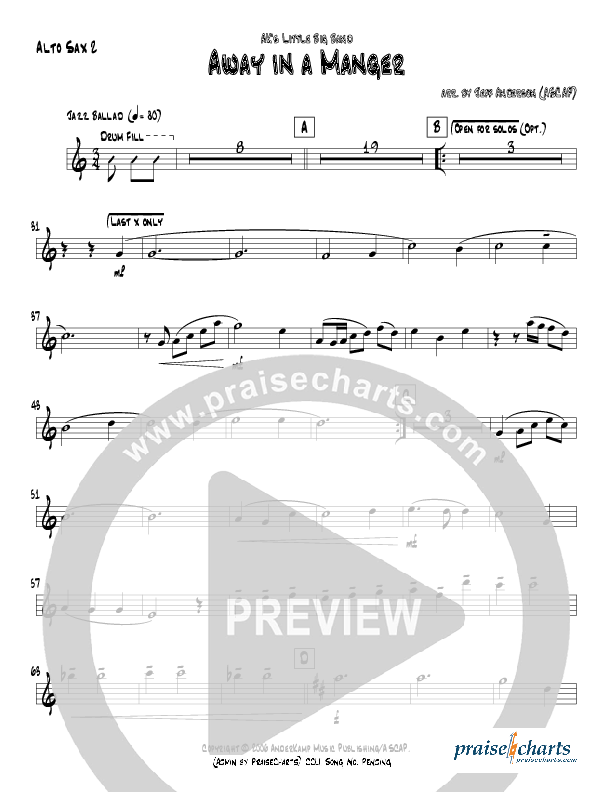 Away In A Manger (Instrumental) Alto Sax (Jeff Anderson)