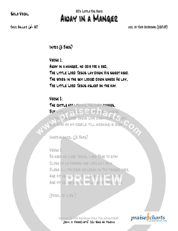 Away In A Manger (Instrumental) Lyrics (Jeff Anderson)