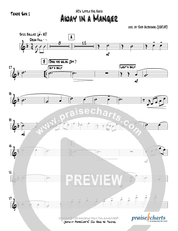 Away In A Manger (Instrumental) Tenor Sax 1 (Jeff Anderson)