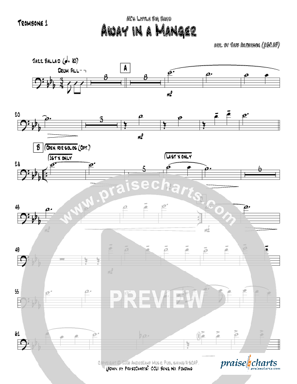Away In A Manger (Instrumental) Trombone 1 (Jeff Anderson)