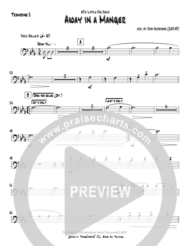 Away In A Manger (Instrumental) Trombone 2 (Jeff Anderson)