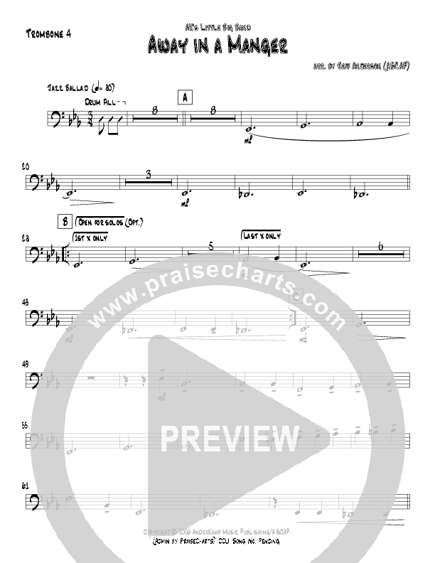Away In A Manger (Instrumental) Trombone 4 (Jeff Anderson)