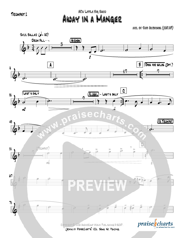 Away In A Manger (Instrumental) Trumpet 1 (Jeff Anderson)