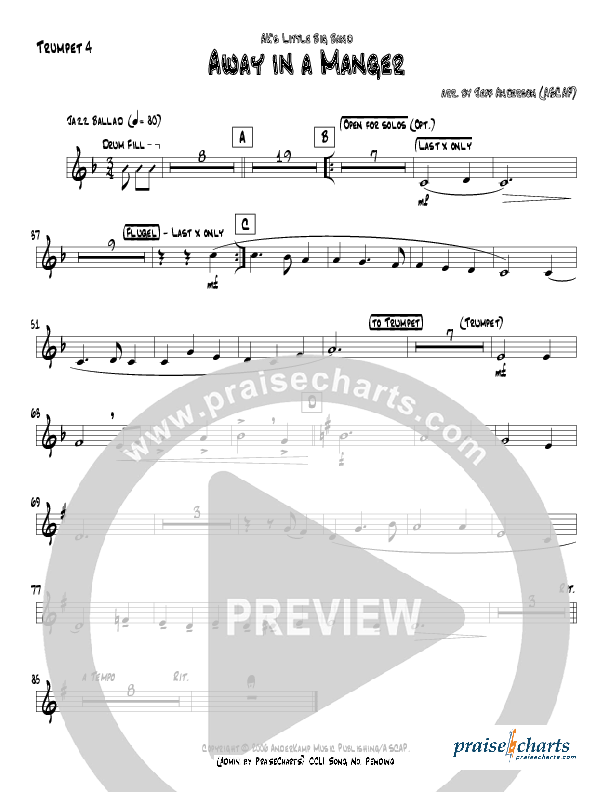 Away In A Manger (Instrumental) Trumpet 3/4 (Jeff Anderson)
