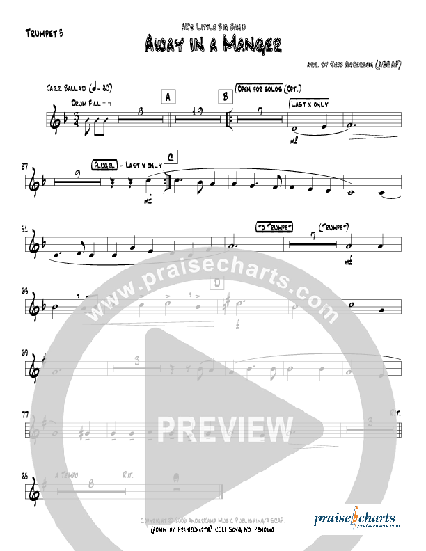 Away In A Manger (Instrumental) Trumpet 3 (Jeff Anderson)