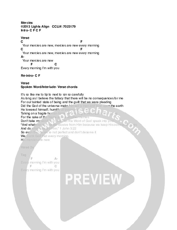 Mercies Chords & Lyrics (Lights Align)