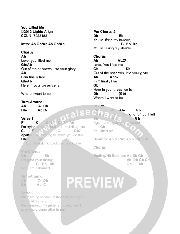 You Lifted Me Chords & Lyrics (Lights Align)