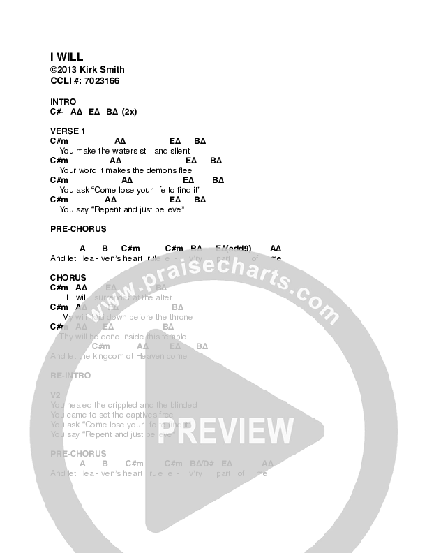 I Will Chords & Lyrics (Visible Worship)