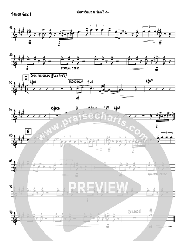What Child Is This (Instrumental) Tenor Sax 1 (Jeff Anderson)