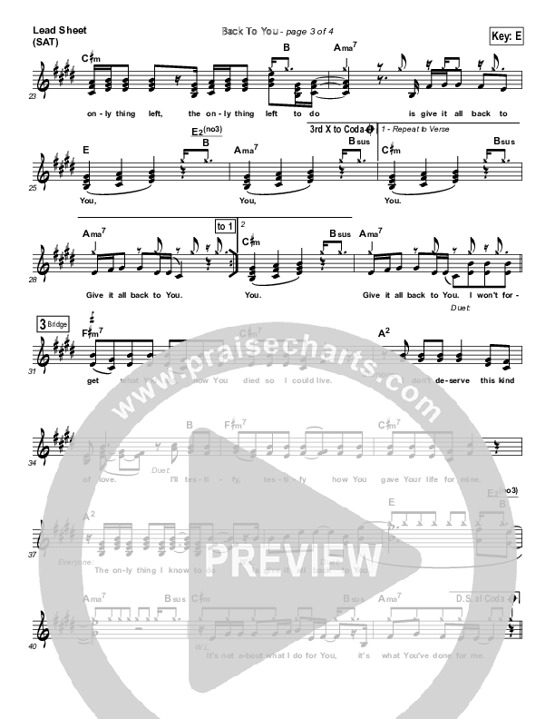 Back To You Lead Sheet (SAT) (Mandisa)