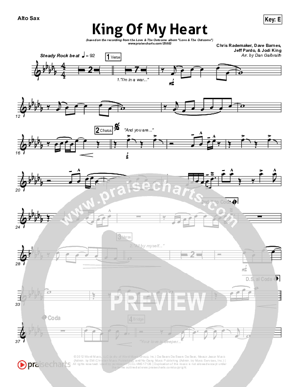 King Of My Heart Alto Sax (Love & The Outcome)