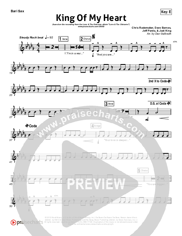 King Of My Heart Bari Sax (Love & The Outcome)