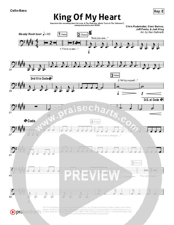 King Of My Heart Cello/Bass (Love & The Outcome)