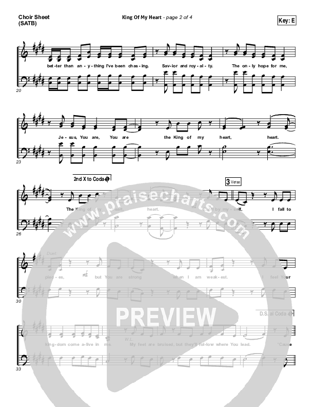 King Of My Heart Choir Sheet (SATB) (Love & The Outcome)