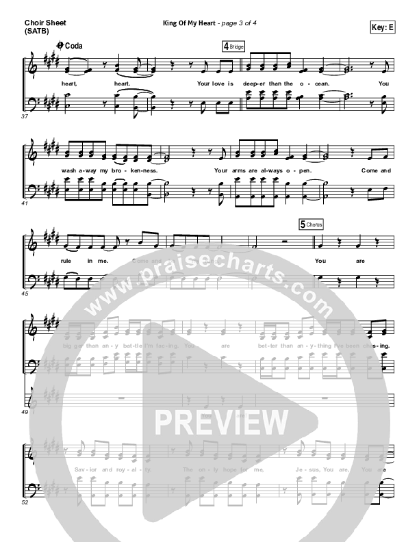 King Of My Heart Choir Sheet (SATB) (Love & The Outcome)