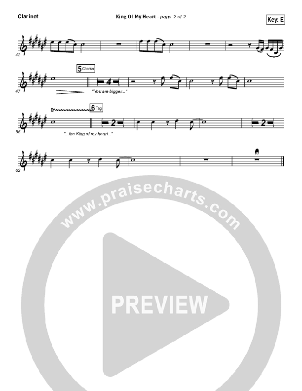 King Of My Heart Clarinet (Love & The Outcome)