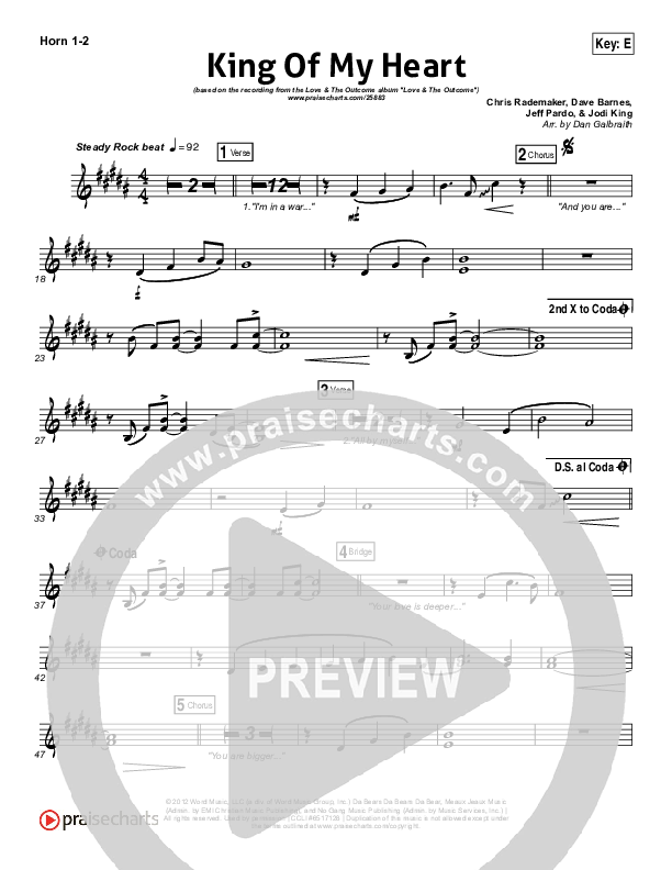 King Of My Heart French Horn 1/2 (Love & The Outcome)