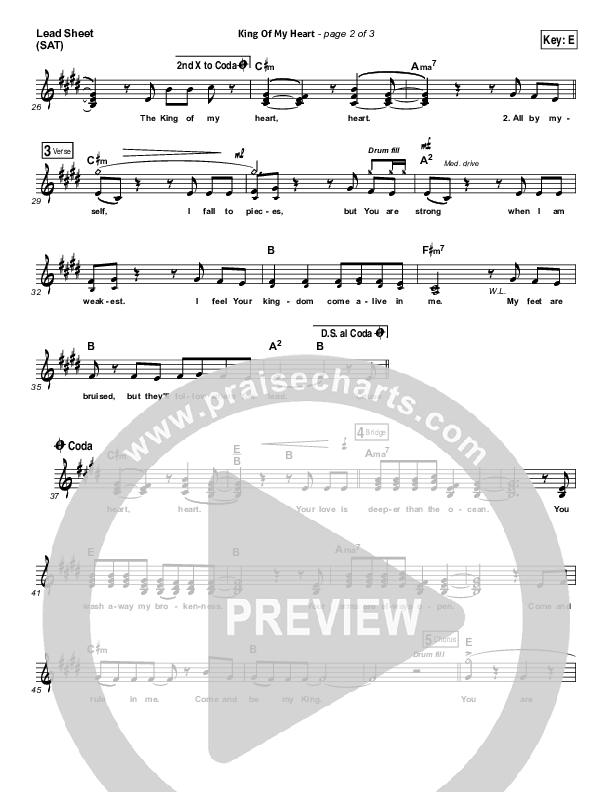 King Of My Heart Lead Sheet (SAT) (Love & The Outcome)