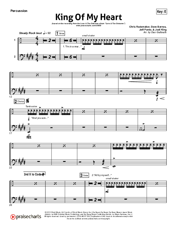 King Of My Heart Percussion (Love & The Outcome)